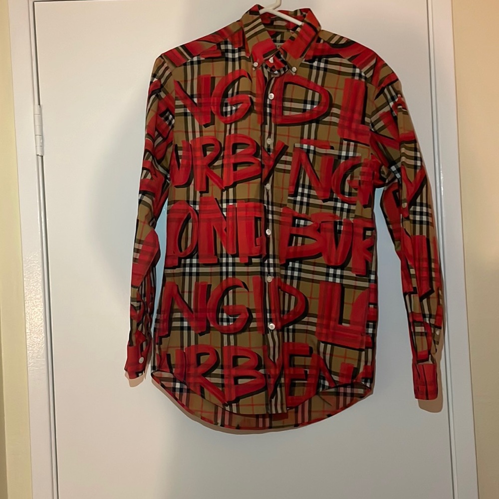 Burberry graffiti print vintage check shirt
